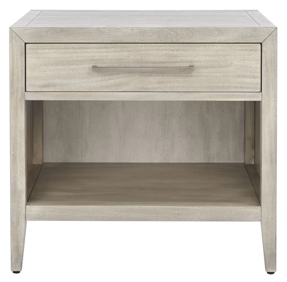 Ariella 1 Drawer Wood Nightstand - Light Grey