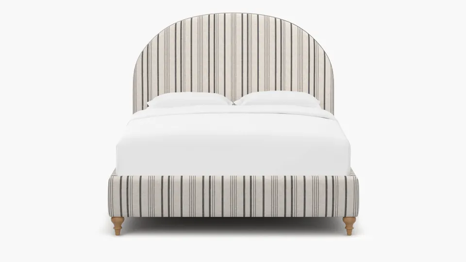Demilune Bed, Black Market Stripe, Natural Traditional Turned Leg, Twin
