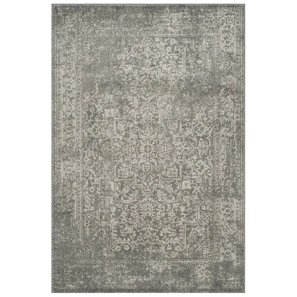 Evermere Distressed Medallion Grey Area Rug