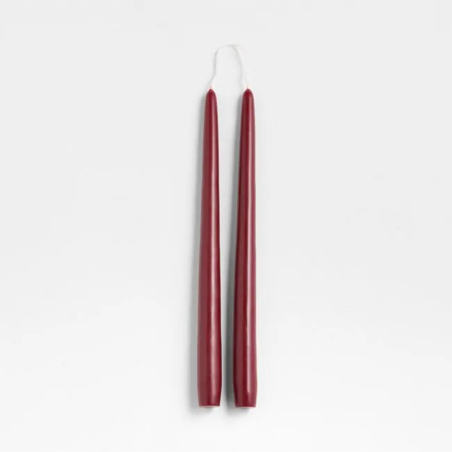 Dark Cranberry 12" Dipped Taper Candle, Set of 2