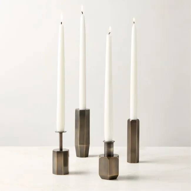 Celestine Blackened Brass Taper Candle Holders Set of 4 by goop