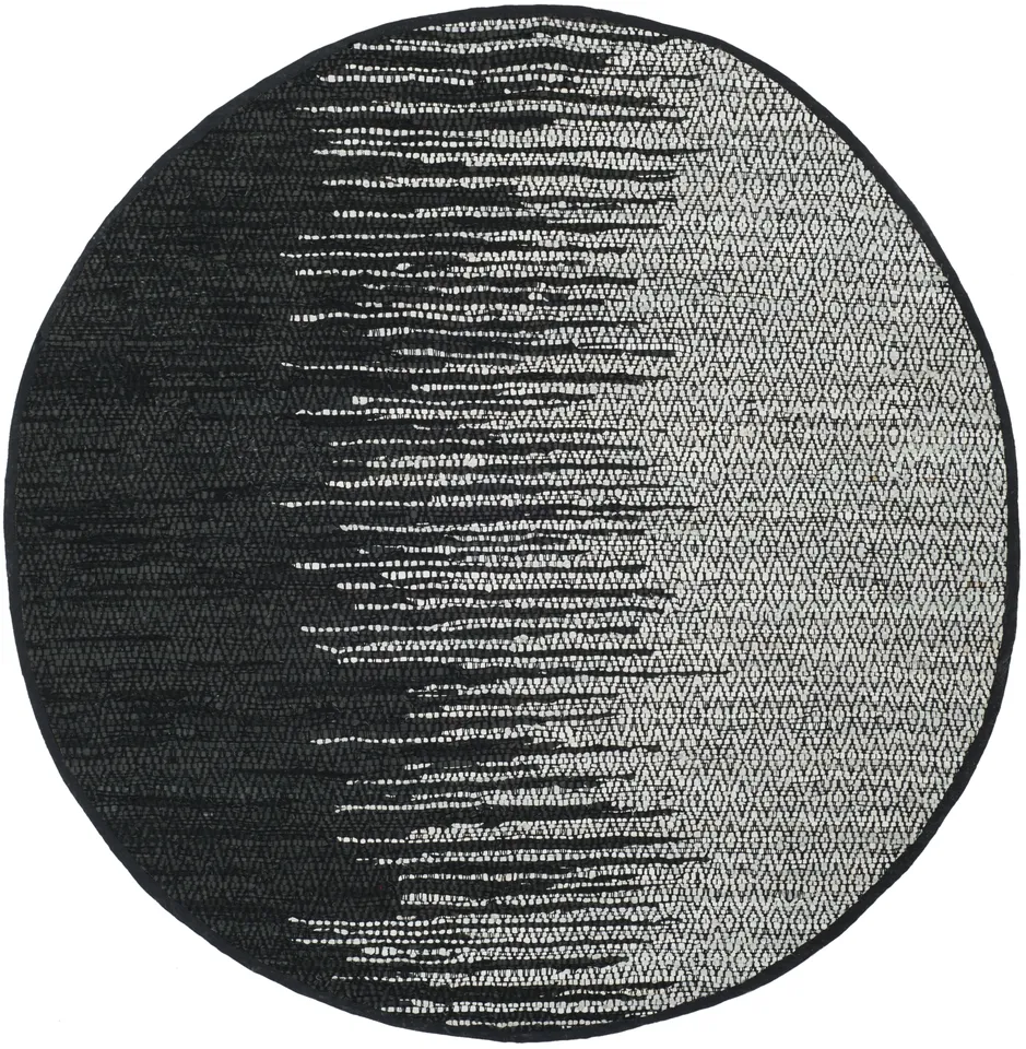 Arlo Home Hand Woven Area Rug, VTL388C, Light Grey/Black,  4' X 4' Round