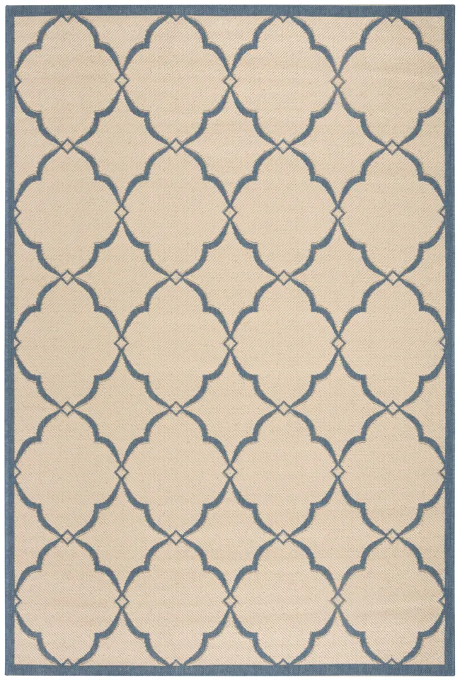 Arlo Home Indoor/Outdoor Woven Area Rug, LND125N, Cream/Blue,  4' X 6'