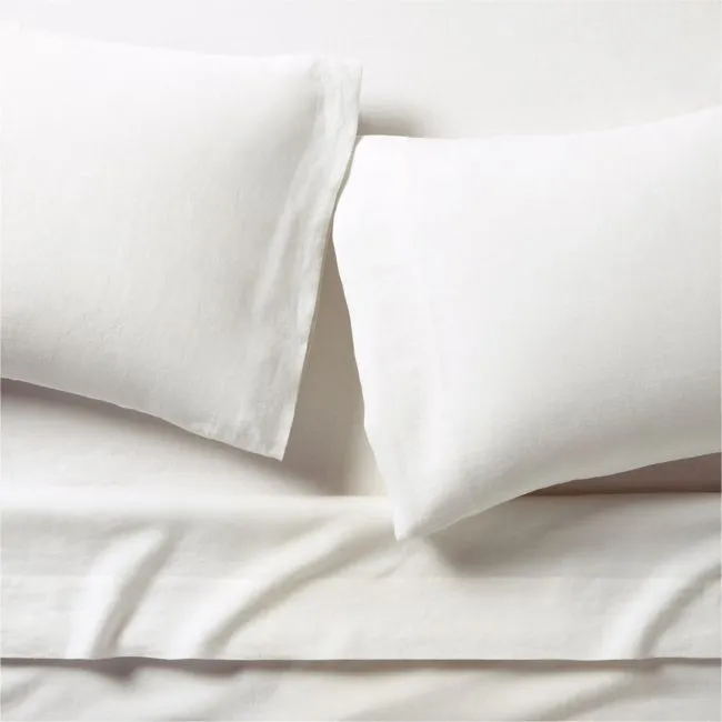 Aire Natural European Linen Crisp White Full Bed Sheet Set