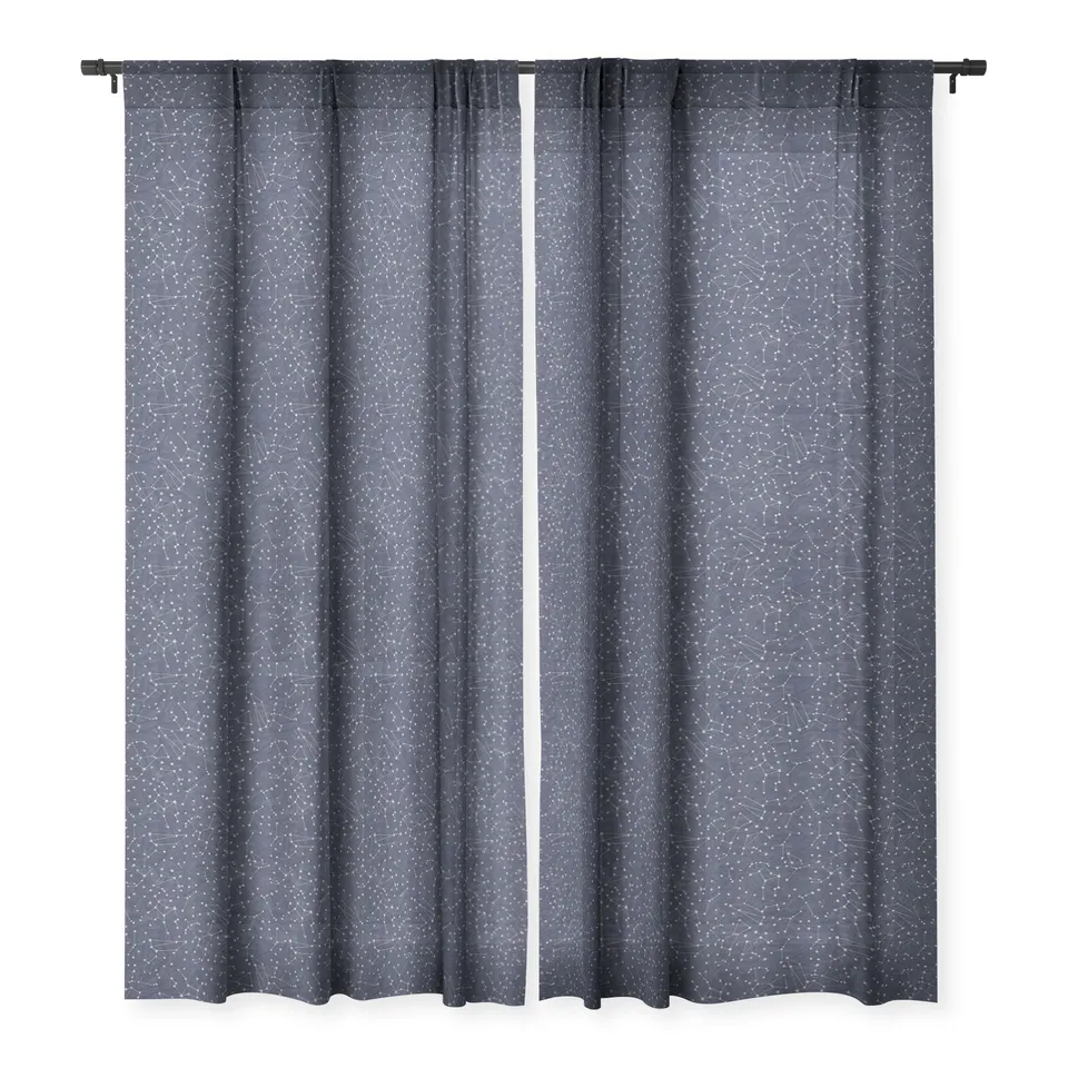 Nights Sky In Navy by Dash and Ash - Sheer Window Curtain 50" x 120"
