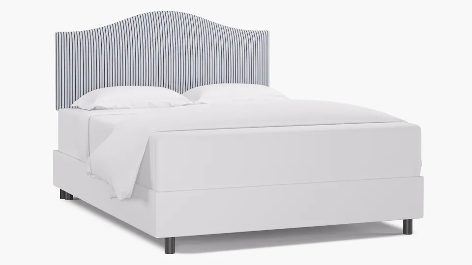 Camelback Headboard, Navy Classic Ticking Stripe, Queen