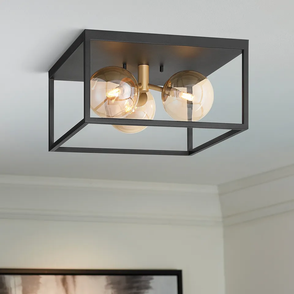 Possini Euro Deza 14 1/2" Wide Black 3-Light LED Ceiling Light