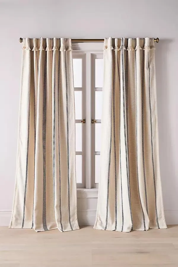 Pieced Stripe Cotton Blend Woven Blackout Curtain