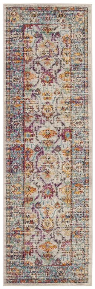 Arlo Home Woven Area Rug, CRS518G, Cream/Teal,  2' 2" X 7'