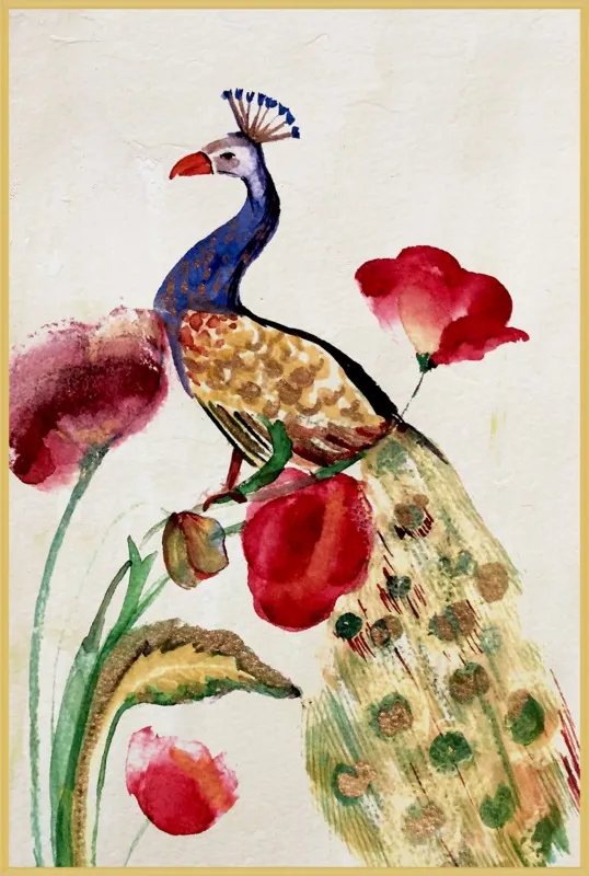 blue gold peacock by Ruti Shaashua for Artfully Walls