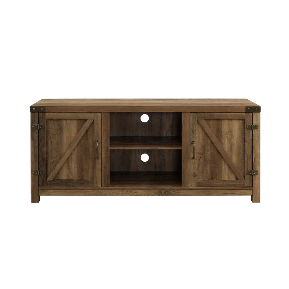 58" Farmhouse Barn Door TV Stand - Rustic Oak