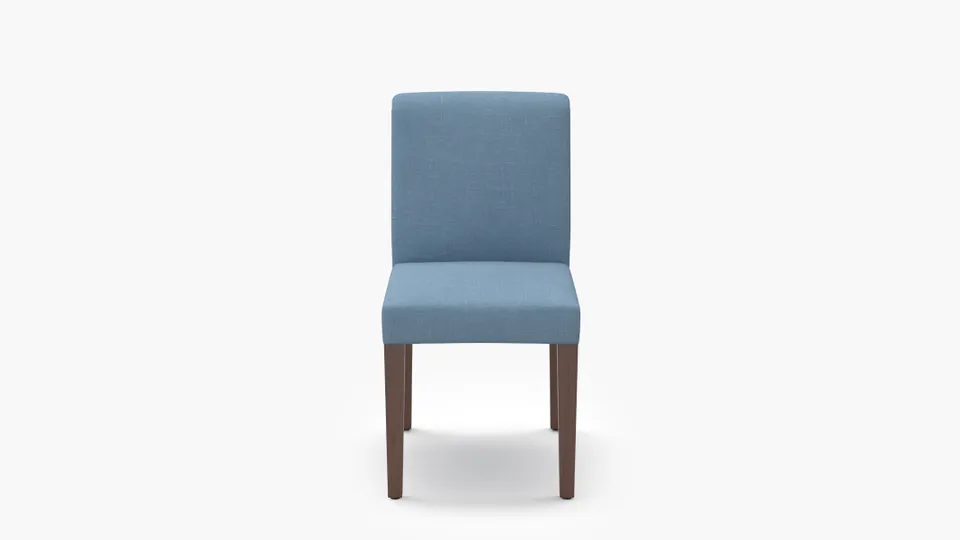 Signature Dining Chair, French Blue Everyday Linen, Walnut Square Tapered Leg