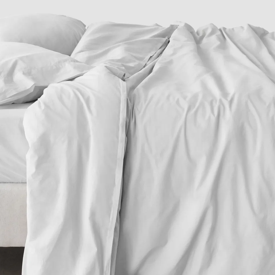 The Citizenry Stonewashed Organic Cotton Percale Duvet Cover | Full/Queen | Duvet + Sham Set | White