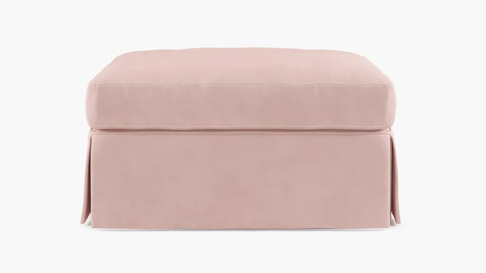 Skirted Cocktail Ottoman, Blush Classic Velvet