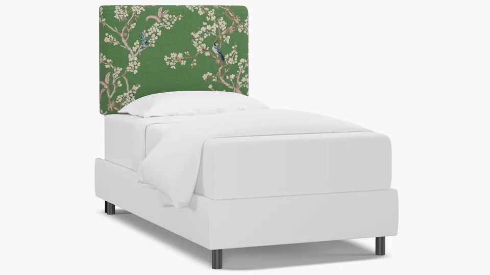 Square Back Headboard, Jade Cherry Blossom, Twin