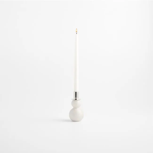 Marble Snowman Taper Candle Holder, Small 5.5"