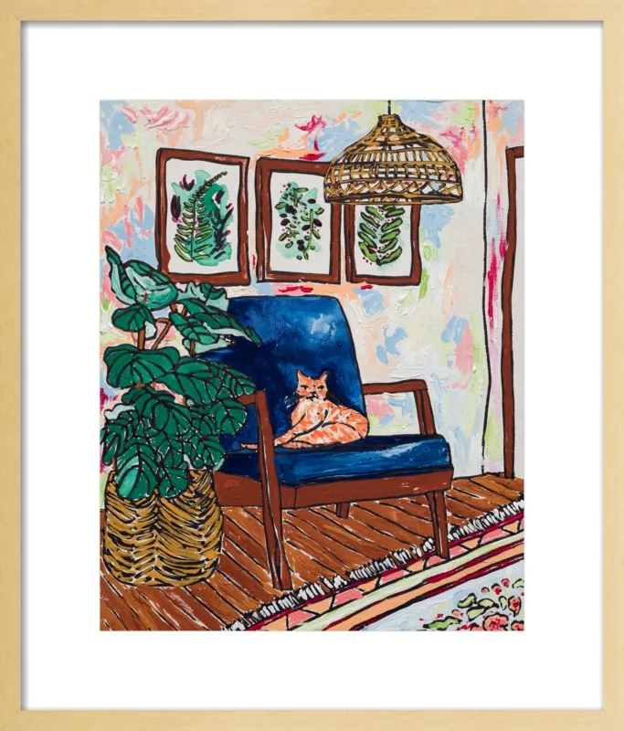 Ginger Cat in Mid Century Chair by Lara Lee Meintjes for Artfully Walls