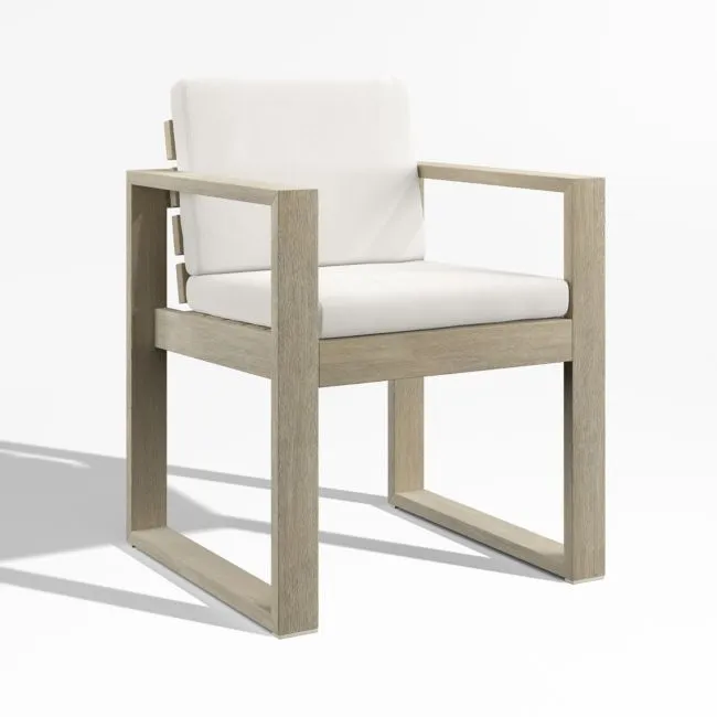 Mallorca Wood Outdoor Dining Armchair with Canvas Canvas Sunbrella ® Cushions