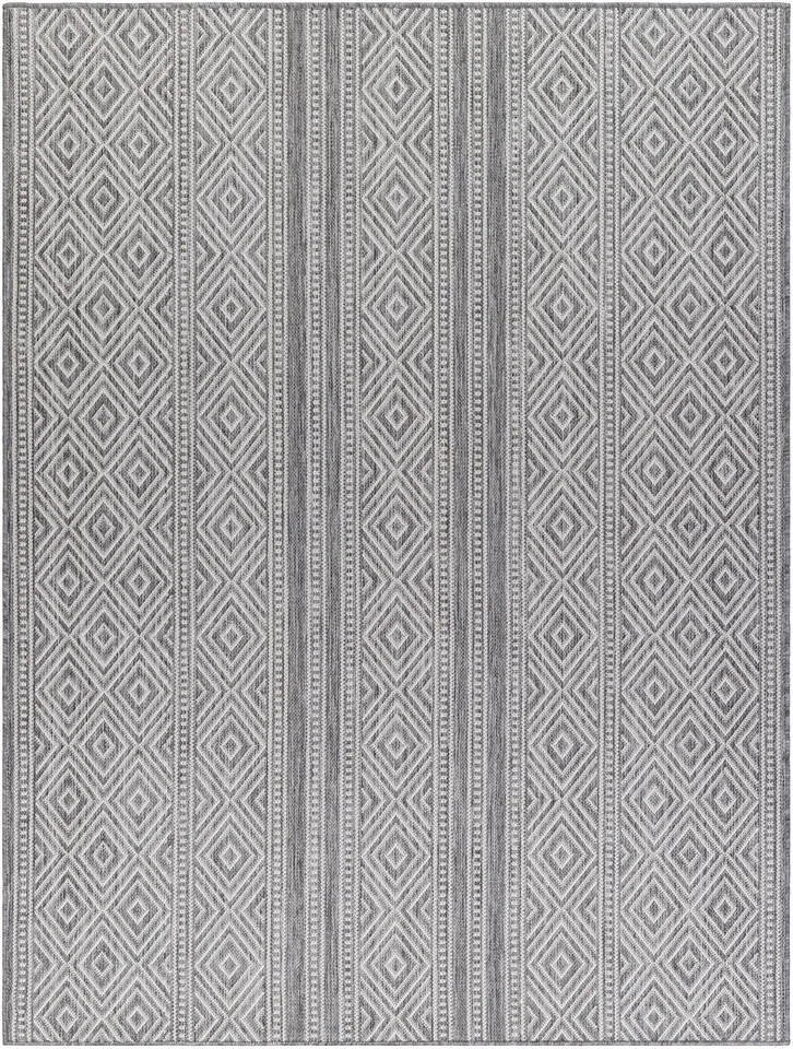 Long Beach Gray Outdoor 5'3" x 7' Machine Woven Rug