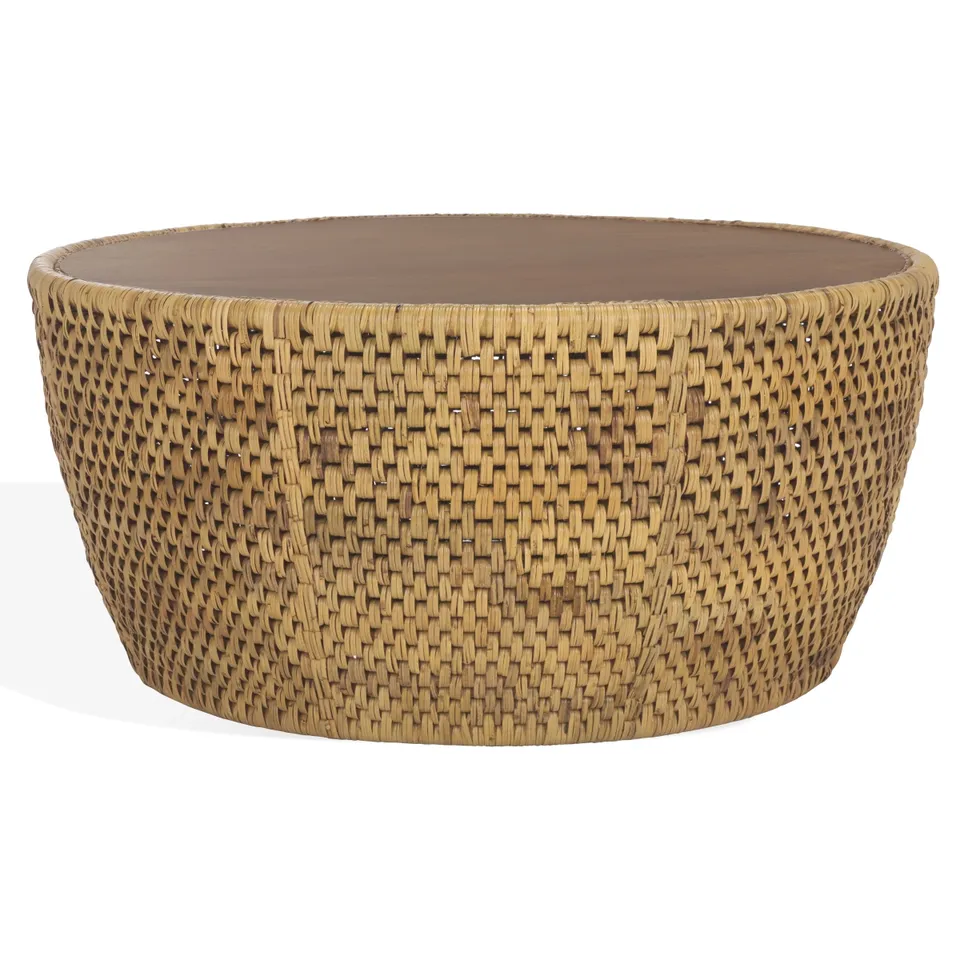 Braylen Rattan Round Coffee Table - Natural