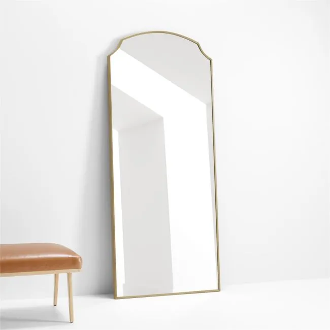 Emmy Narrow Brass Arch Floor Mirror 32"x76"