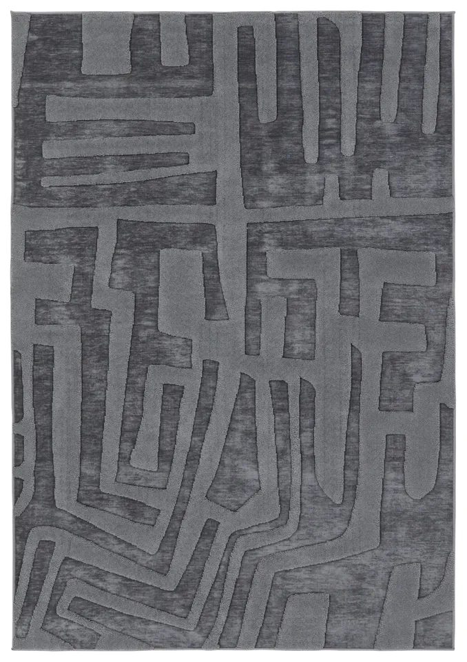 Cade PTR09 Abstract Gray Area Rug (7'6"x9'6")