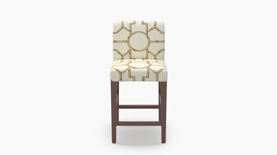 Signature Dining Counter Stool, Tan Baldwin Bamboo, Walnut Square Tapered Leg