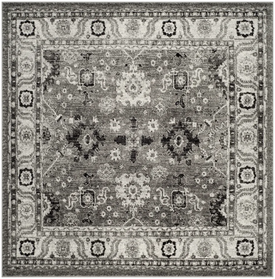 Arlo Home Woven Area Rug, VTH214K, Grey/Black,  6' 7" X 6' 7" Square