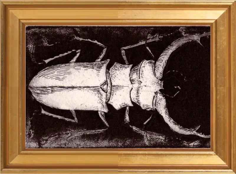 White Beetle on Dark Brown by Tennopent Sooster for Artfully Walls
