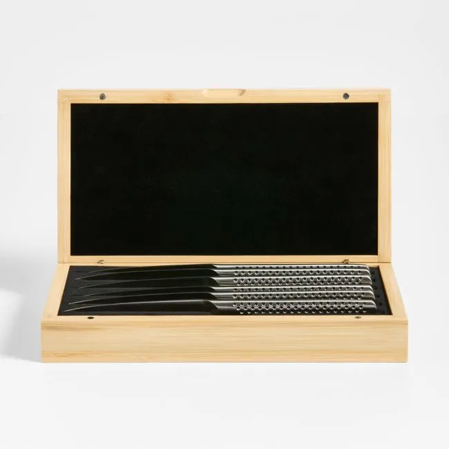 Global ® Steak Knives, Set of 6 with Bamboo Box