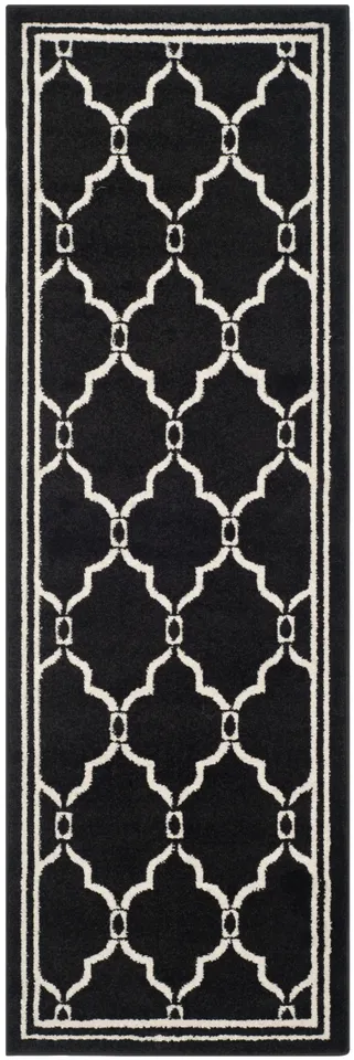 Arlo Home Indoor/Outdoor Woven Area Rug, AMT414G, Anthracite/Ivory,  2' 3" X 7'