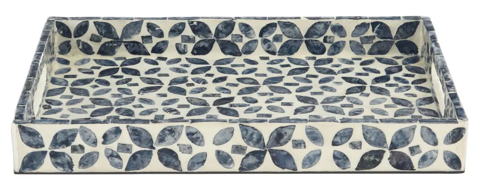 Betina Rectangle Tray - Gray / White
