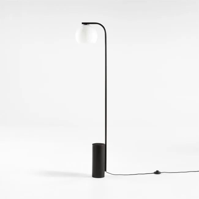 Arren Black Floor Lamp with Milk Round Shade 56"