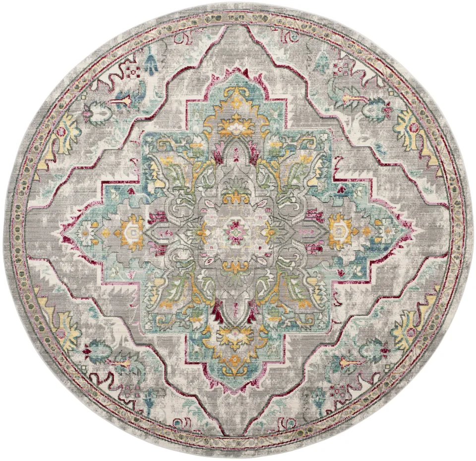 Arlo Home Woven Area Rug, MYS921L, Grey/Light Blue,  6' 7" X 6' 7" Round