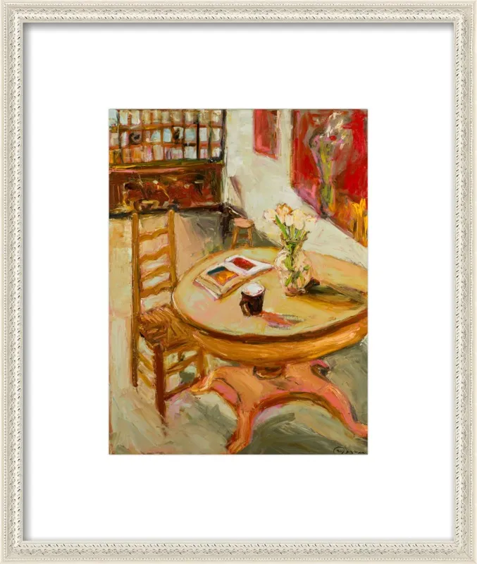 Still Life with open book on table by Ana Guzman for Artfully Walls