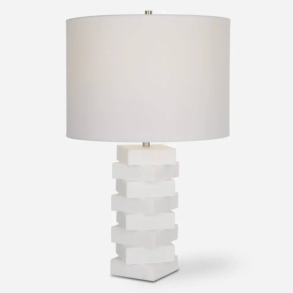 Ascent White Geometric Table Lamp