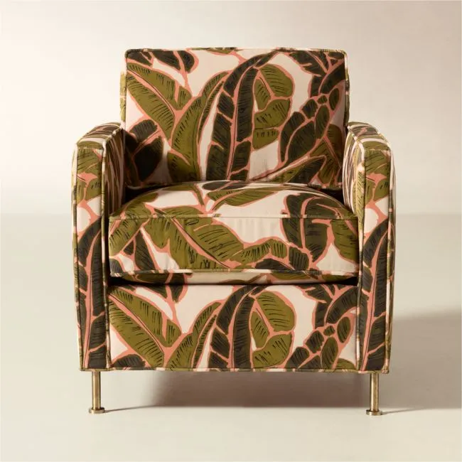 Brett Palm Print Velvet Accent Chair Set of 2