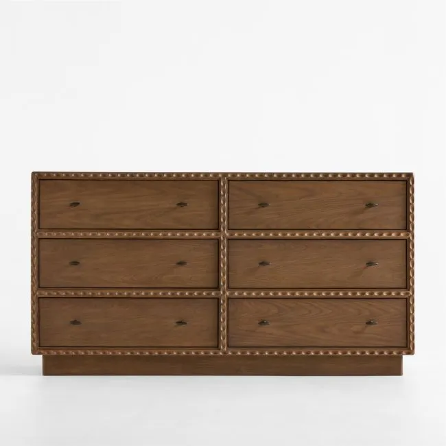 Witney 64" Warm Brown Oak 6-Drawer Dresser