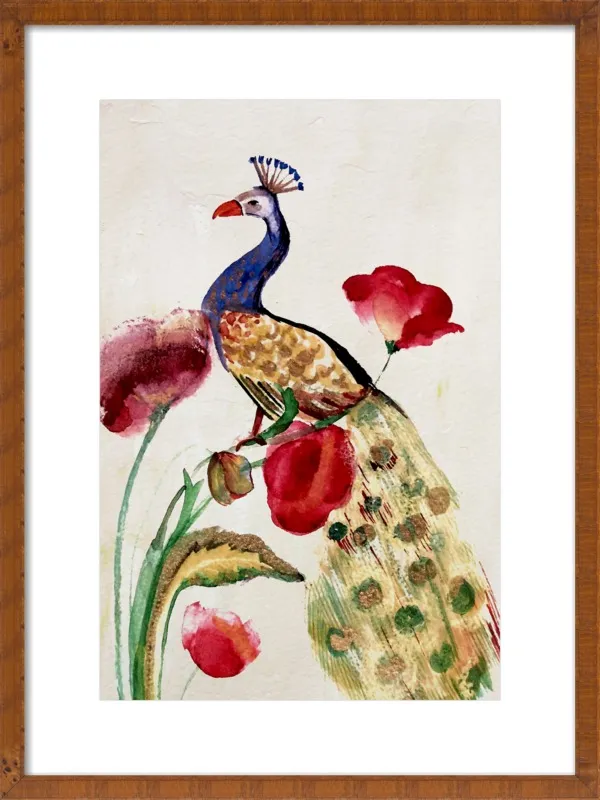 blue gold peacock by Ruti Shaashua for Artfully Walls