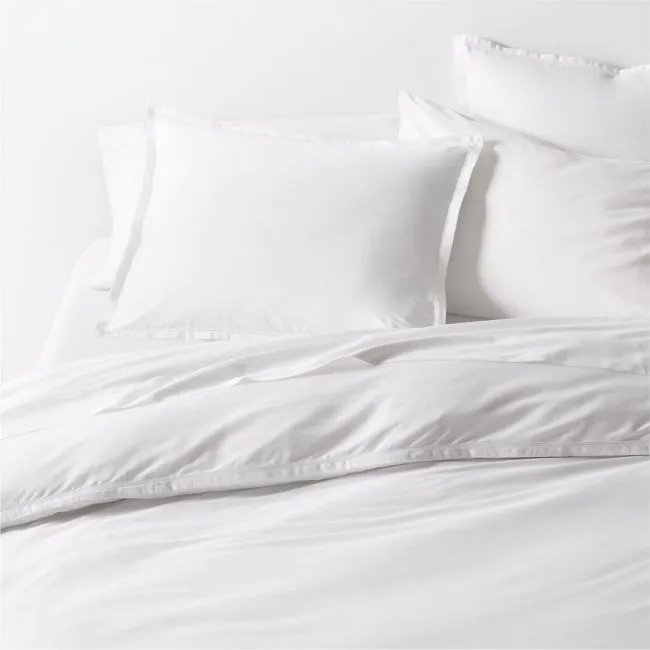 Serene Washed Organic Cotton Sateen White Full/Queen Duvet Cover