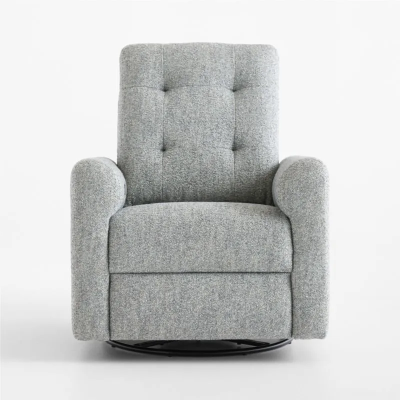 Rory Mist Blue Grey Swivel Glider Power Recliner Nursery Chair