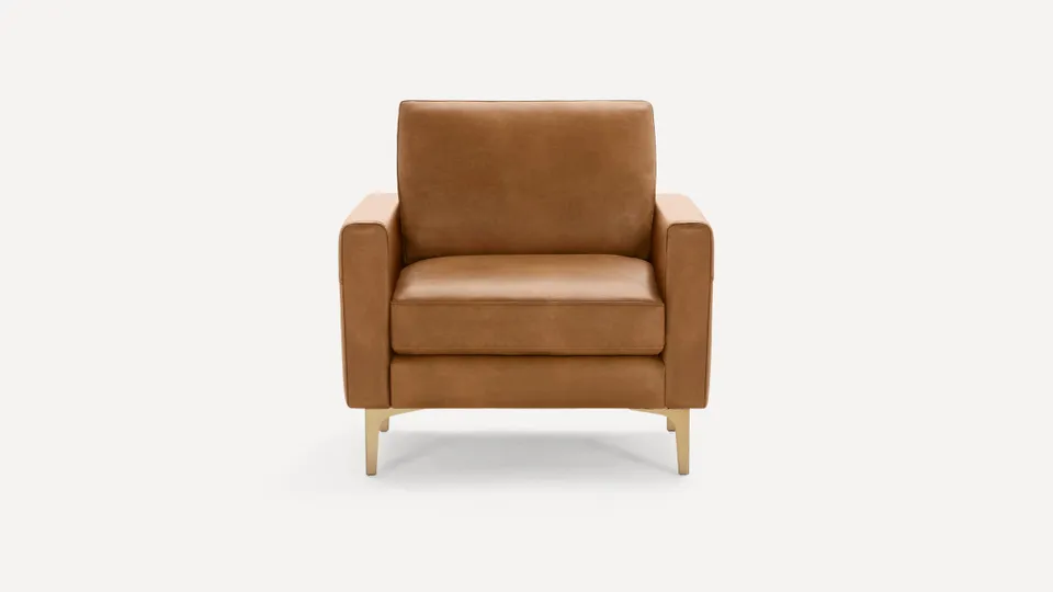 Nomad Leather Club Chair - Camel - Top Grain Leather / Brass - Metal / Block