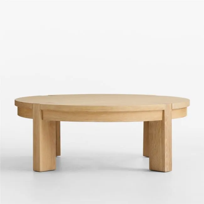 Terra Natural White Oak Wood 44" Round Coffee Table