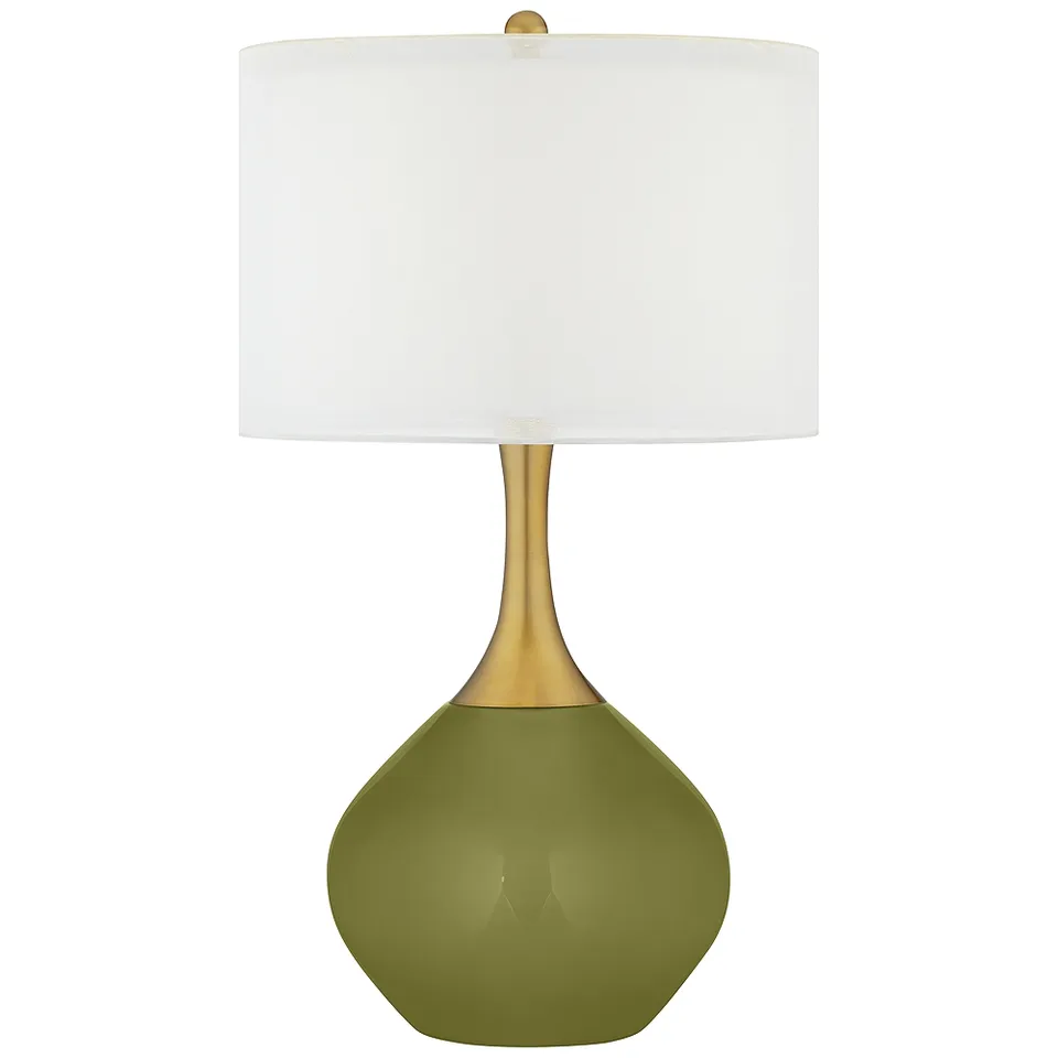 Color Plus Nickki Brass 30 1/2" High Rural Green Glass Table Lamp