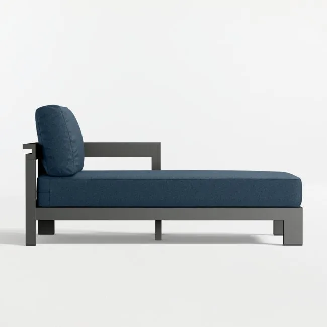 Walker Right-Arm Metal Outdoor Chaise with Cast Harbor Sunbrella ® Cushions