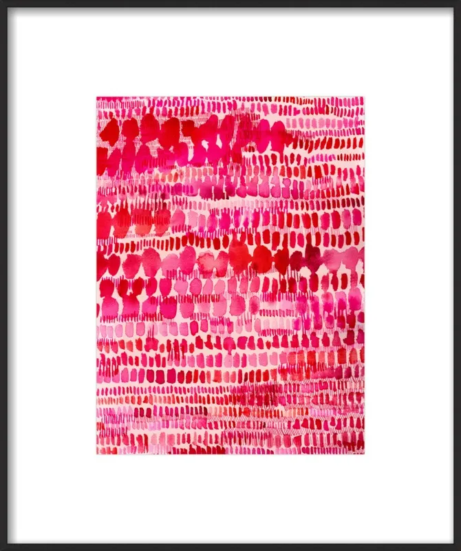 Pink and Red Watercolor Patterns Wall Art  by Paula Mills for Artfully Walls