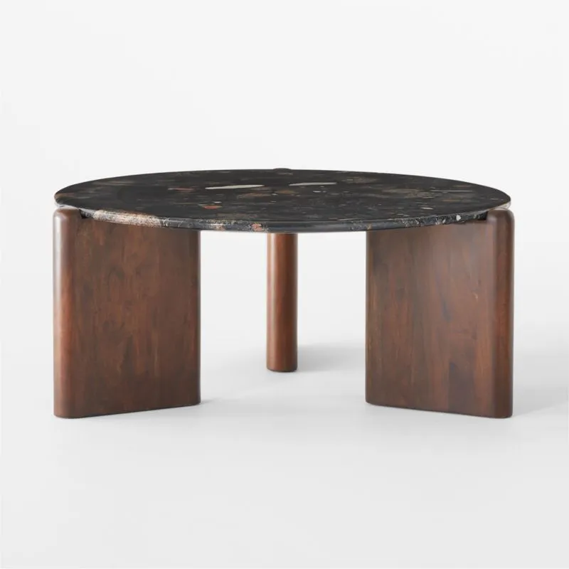 Santoro 37" Round Black Marble Coffee Table