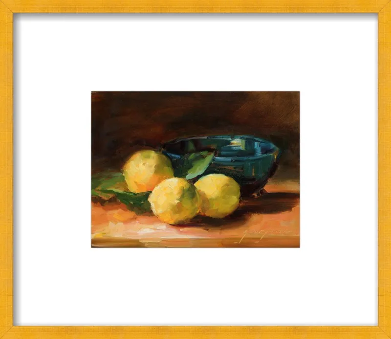 Lemons and Blue Bowl by Georgesse Gomez for Artfully Walls