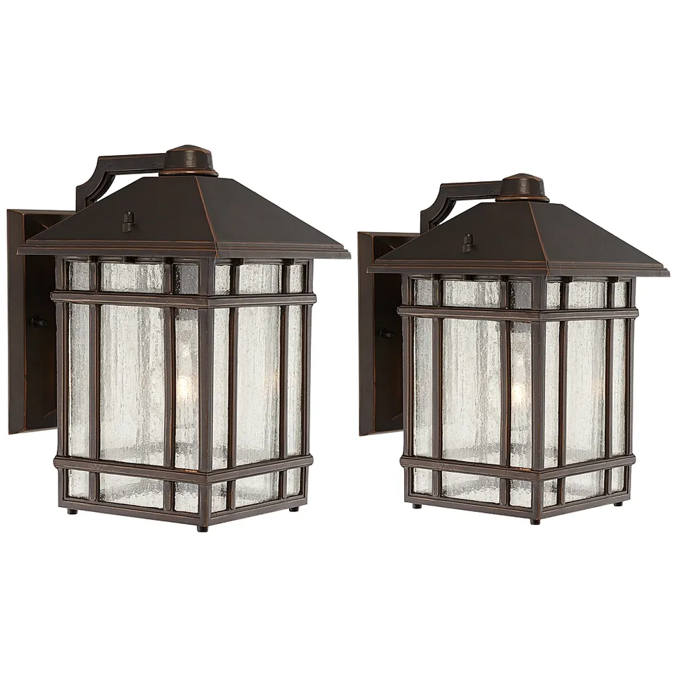 Sierra Craftsman 11" High Bronze Finish Outdoor Wall Lights Set of 2