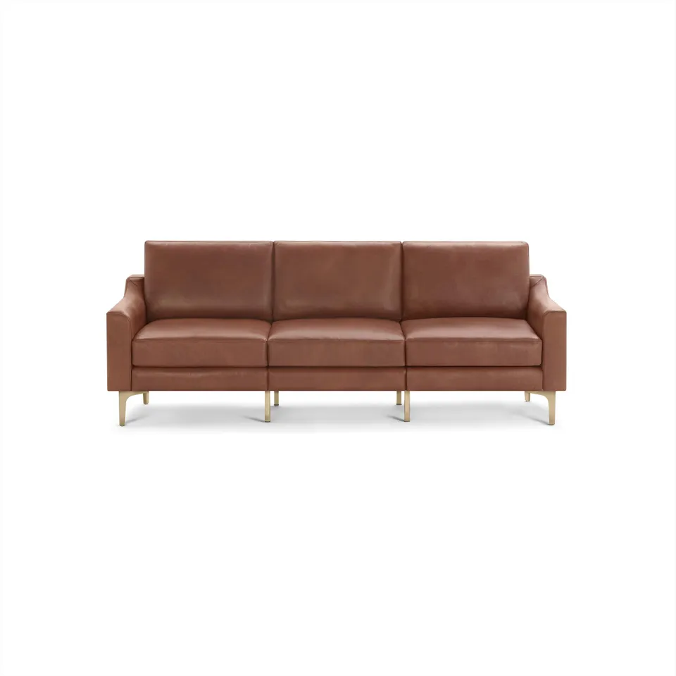 Nomad Leather Sofa - Chestnut - Top Grain Leather / Brass - Metal / Slope